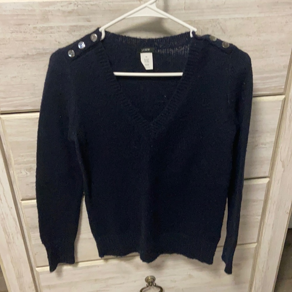 V-neck navy sweater